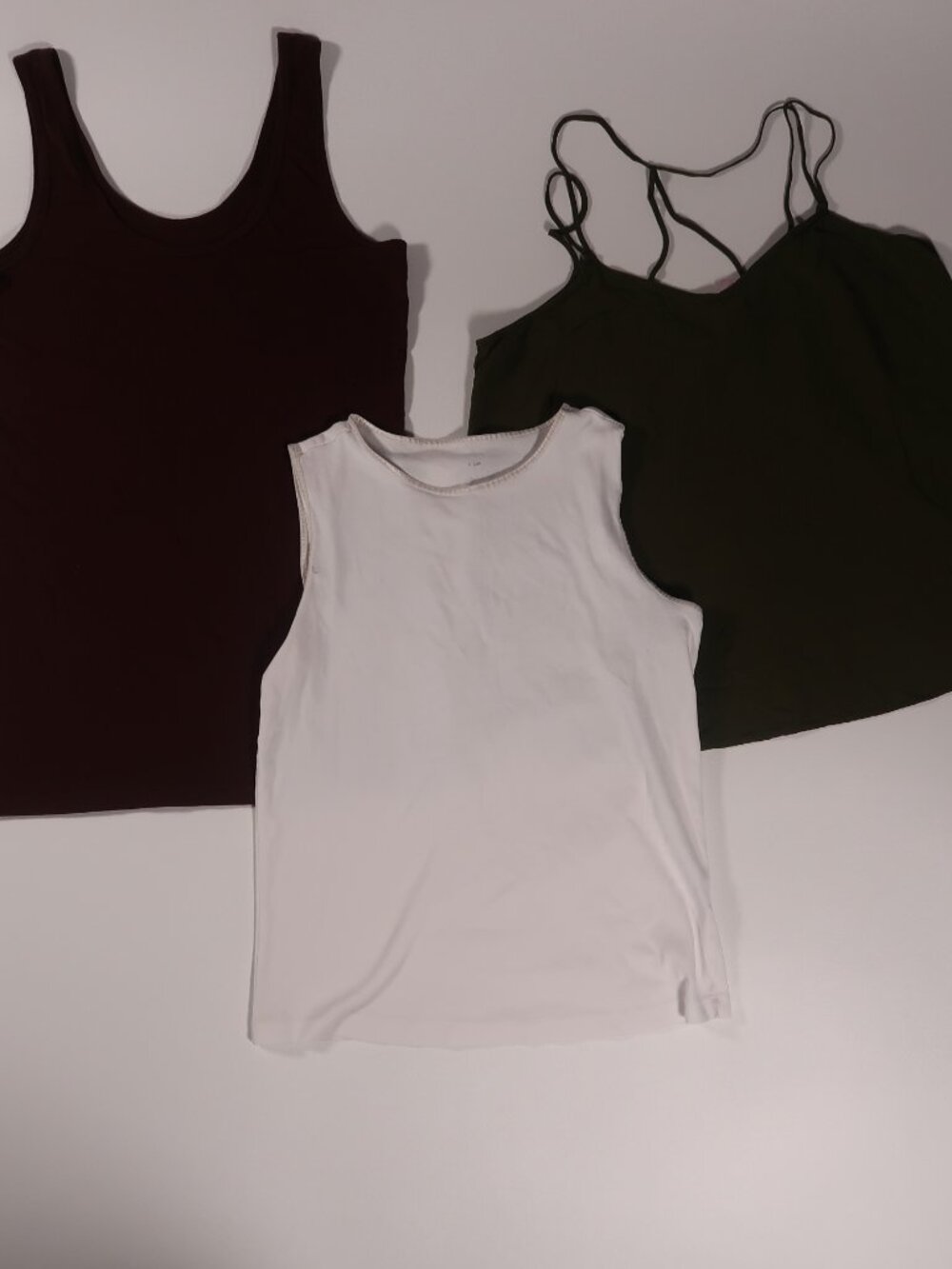 3-Pack Tank & Cami Bundle for the Summer - White, Olive Green, Deep Burgundy